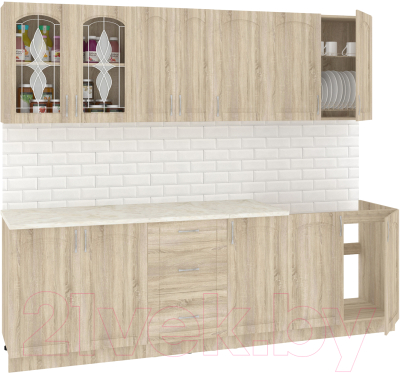 Готовая кухня Кортекс-мебель Корнелия Ретро 2.5м (дуб сонома/королевский опал)