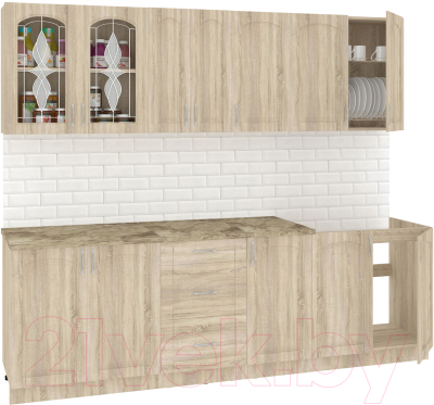 Готовая кухня Кортекс-мебель Корнелия Ретро 2.5м (дуб сонома/мадрид)