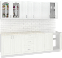 Готовая кухня Кортекс-мебель Корнелия Ретро 2.5м (ясень белый/королевский опал) - 