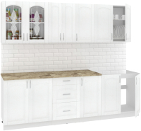 Кухонный гарнитур Кортекс-мебель Корнелия Ретро 2.5м (ясень белый/мадрид) - 