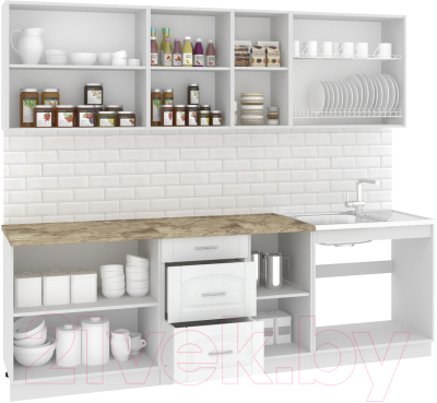 Готовая кухня Кортекс-мебель Корнелия Ретро 2.5м (ясень белый/мадрид)