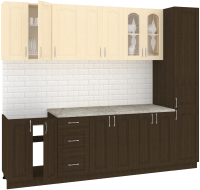Кухонный гарнитур Кортекс-мебель Корнелия Ретро 2.6м (венге светлый/венге/марсель) - 