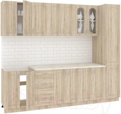 Готовая кухня Кортекс-мебель Корнелия Ретро 2.6м (дуб сонома/королевский опал)