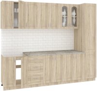 Кухонный гарнитур Кортекс-мебель Корнелия Ретро 2.6м (дуб сонома/марсель) - 