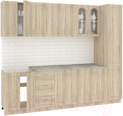 Готовая кухня Кортекс-мебель Корнелия Ретро 2.6м (дуб сонома/марсель)