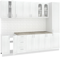 Кухонный гарнитур Кортекс-мебель Корнелия Ретро 2.6м (ясень белый/марсель) - 