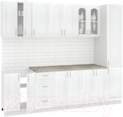 Готовая кухня Кортекс-мебель Корнелия Ретро 2.6м (ясень белый/марсель)