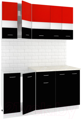 Готовая кухня Кортекс-мебель Корнелия Экстра 1.5м (красный/черный/марсель)