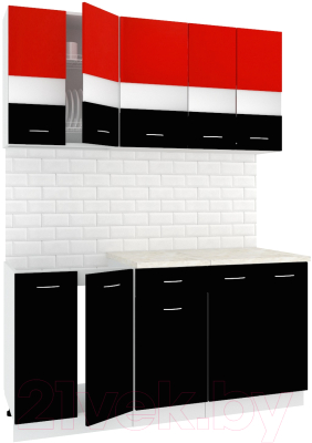 Готовая кухня Кортекс-мебель Корнелия Экстра 1.6м (красный/черный/королевский опал)