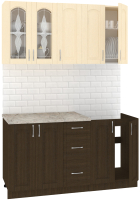 Кухонный гарнитур Кортекс-мебель Корнелия Ретро 1.5м (венге светлый/венге/марсель) - 