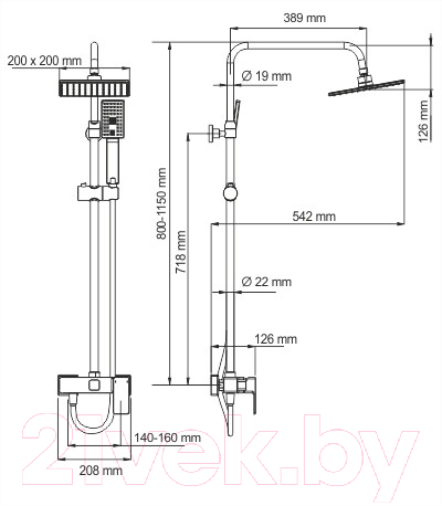 Душевая система Wasserkraft A17702