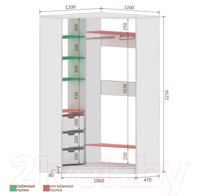 Шкаф-купе Кортекс-мебель Сенатор ШК30 Геометрия ДСП с зеркалом (венге/венге светлый)