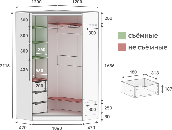 Шкаф-купе Кортекс-мебель Сенатор ШК30 Классика ДСП (береза/белый)