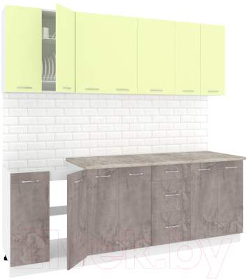 Готовая кухня Кортекс-мебель Корнелия Лира 2.2м (салатовый/оникс/марсель)