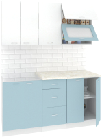 Готовая кухня Кортекс-мебель Корнелия Мара 1.6м (белый/голубой/королевский опал) - 
