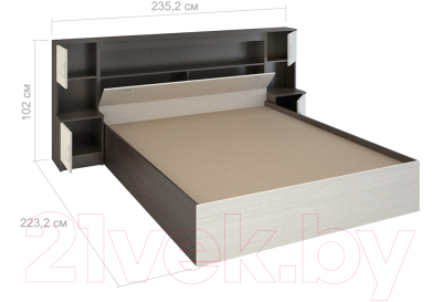 Комплект мебели для спальни Vivat Бася КМ-552 с закроватным модулем (дуб белфорд)