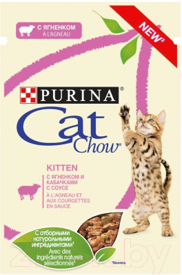 Влажный корм для кошек Cat Chow Kitten С ягненком и кабачками (85г)