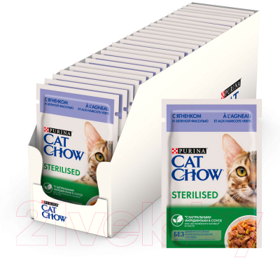 Влажный корм для кошек Cat Chow Sterilized С ягненком и зеленой фасолью (85г)