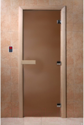 Стеклянная дверь для бани/сауны Doorwood 200x70 (бронза матовая, коробка ольха)