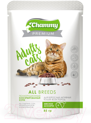 Влажный корм для кошек Chammy Premium All Breeds мясное ассорти (85г)