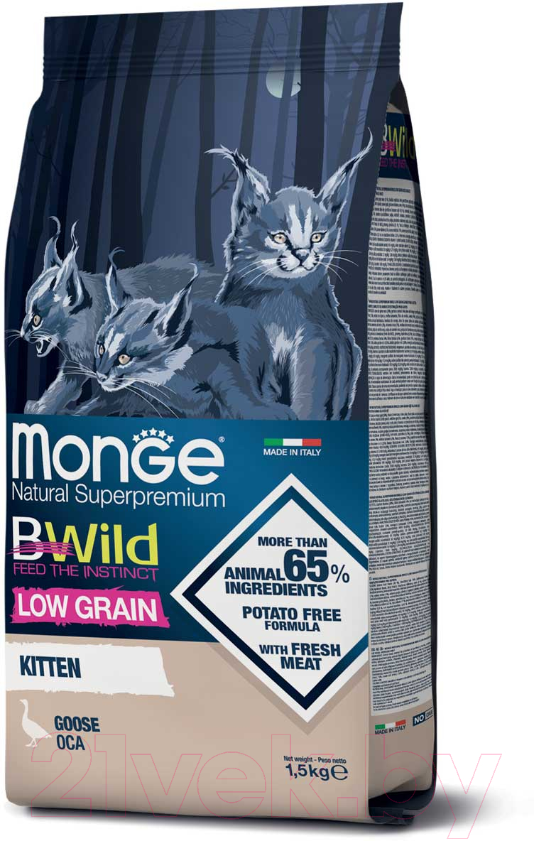 Сухой корм для кошек Monge Superpremium Cat BWild Kitten Goose