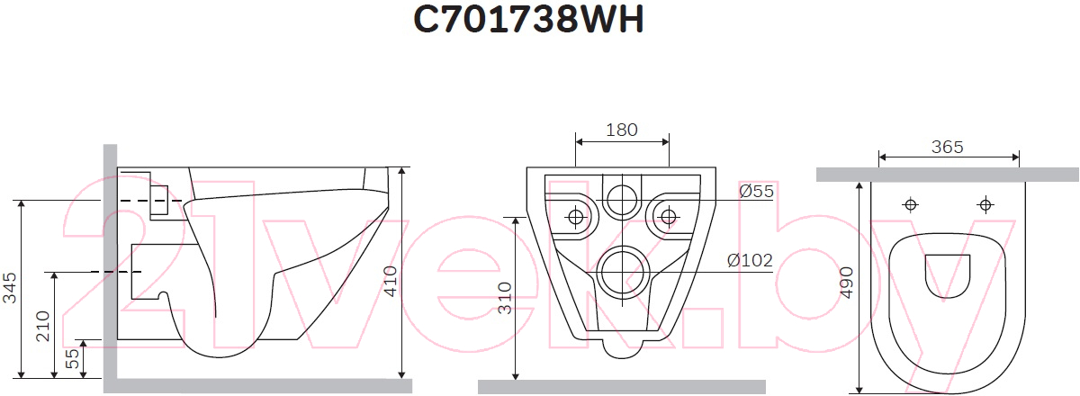 Унитаз подвесной AM.PM Spirit C701738WH