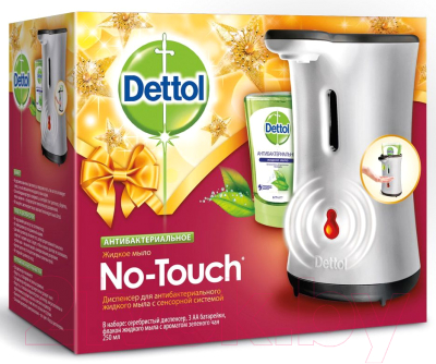 Сенсорный дозатор для жидкого мыла Dettol No Touch (+ мыло "зеленый чай и имбирь")