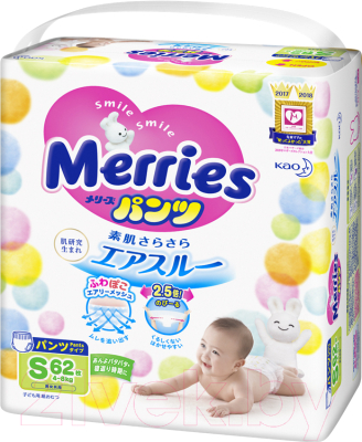 Подгузники-трусики детские Merries S (62шт)