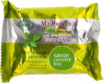 Мыло твердое Ma Provence Органическое зеленая глина с ароматом мяты (75г)