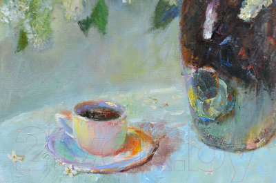 Авторская картина ХO-Gallery Запах кофе и черемухи / ОК-2020-005