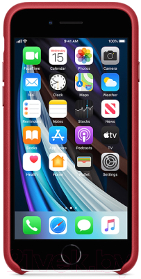 Чехол-накладка Apple Leather Case для iPhone SE Red / MXYL2
