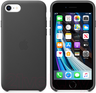 Чехол-накладка Apple Leather Case для iPhone SE Black / MXYM2