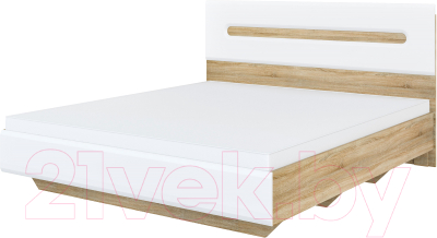 Двуспальная кровать Мебель-Неман Леонардо МН-026-10-180 (белое дерево/дуб сонома)