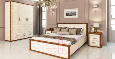 Полуторная кровать Мебель-Неман МН-126-01-140 (кремовый/дуб кантри)