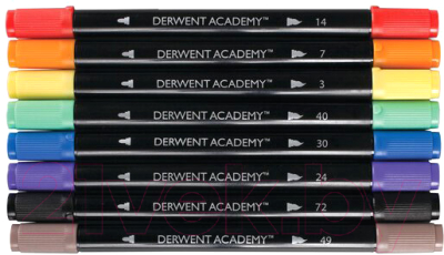 Набор маркеров Derwent Academy Twin-Tip / 98206 (8шт)