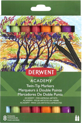 Набор маркеров Derwent Academy Twin-Tip / 98208 (8шт)