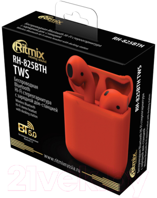 Беспроводные наушники Ritmix RH-825BTH TWS (красный)