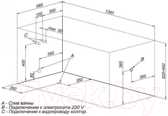 Ванна акриловая Aquanet Nord 140x70