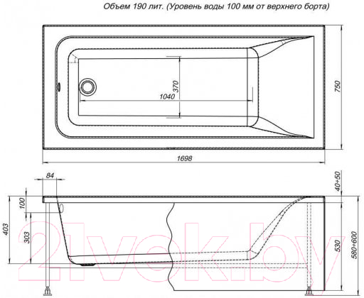 Ванна акриловая Aquanet Bright 170x75