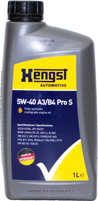 

Моторное масло Hengst, 5W40 A3/B4 Pro S / 541800000