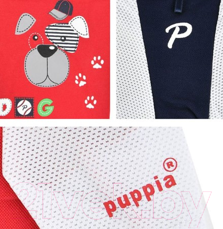 Футболка для животных Puppia Sniffer / PAUA-TS1807-RD-S (S, красный) — фото 6