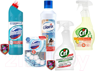 

Промонабор бытовой химии Domestos, №3 + Cif + Glorix универсальная чистка