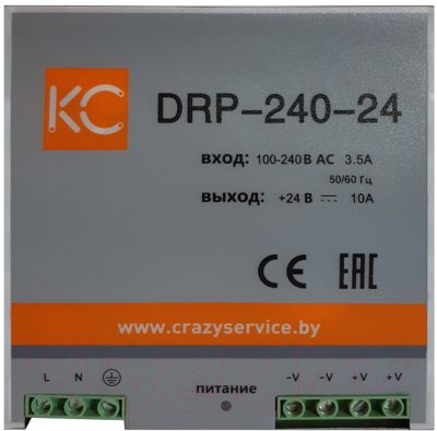 Блок питания на DIN-рейку КС DRP-240W-24V / drp-240-24