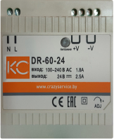 Блок питания на DIN-рейку КС DR-60W-24V / dr-60-24 - 