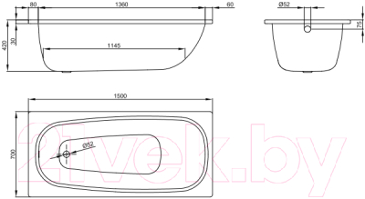 Ванна стальная Bette Form 150x70 / 2941-000 (с шумоизоляцией)