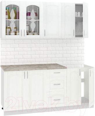 Готовая кухня Кортекс-мебель Корнелия Ретро 1.8м (ясень белый/марсель)