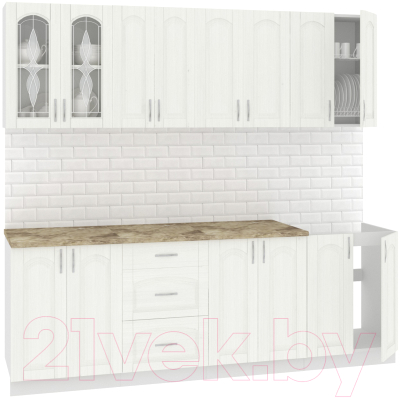 Готовая кухня Кортекс-мебель Корнелия Ретро 2.3м (ясень белый/мадрид)