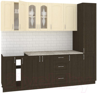 Готовая кухня Кортекс-мебель Корнелия Ретро 2.4м (венге светлый/венге/марсель)