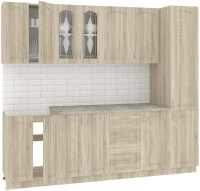 Готовая кухня Кортекс-мебель Корнелия Ретро 2.4м (дуб сонома/марсель) - 