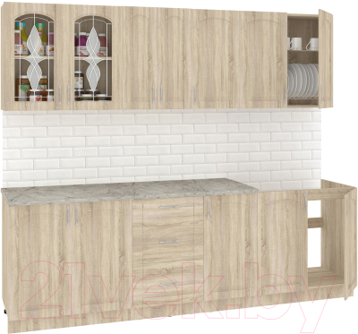 Готовая кухня Кортекс-мебель Корнелия Ретро 2.5м (дуб сонома/марсель)